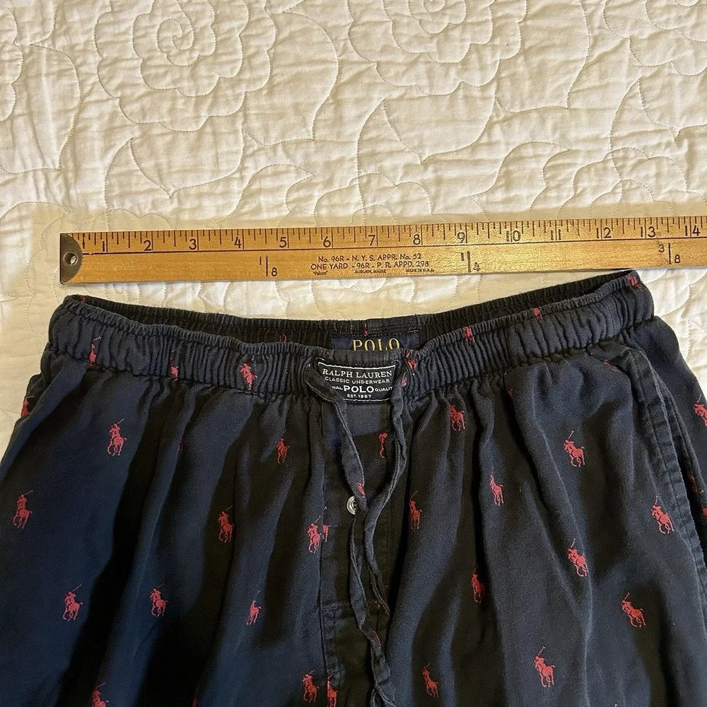 Polo Ralph Lauren Men's Sleepwear Sz M Black w/Red Pony Graphic Pajama Pants